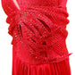 ByCharme Bright Red Rhinestone Ballroom Competition Dress - BC-0232