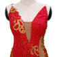 ByCharme Bright Red Feather Ballroom Competition Dress - BC-0003