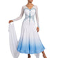 ByCharme White & Sky Blue Chiffon Ballroom Competition Dress - BC-0037