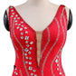 ByCharme Bright Red Chiffon Ballroom Competition Dress - BC-0019