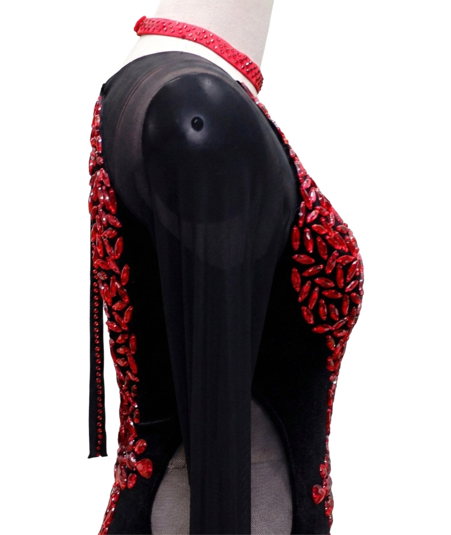 ByCharme Bright Red Velvet Ballroom Competition Dress - BC-0011