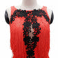 ByCharme Red Black Brown Fringes Latin Salsa Competition Dress - BCL-0059