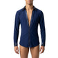 ByCharme Navy Blue Lycra Men Latin Salsa Competition Shirt - BCM-0047