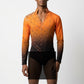 ByCharme Orange Black Lycra Men Latin Salsa Competition Shirt - BCM-0081