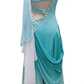 ByCharme Cyan Blue Chiffon Ballroom Competition Dress - BC-0055