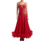 ByCharme Bright Red Feather Ballroom Competition Dress - BC-0022