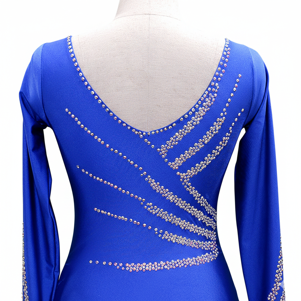 ByCharme Blue Silver Sequined Fringes Latin Salsa Competition Dress - BCL-0002