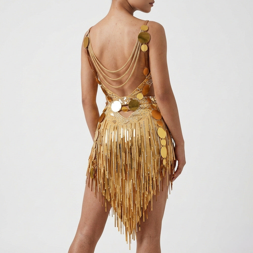 ByCharme Gold Exquisite Edition Latin Salsa Competition Dress - BCL-0026