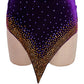 ByCharme Blue Violet Gold Velvet Latin Salsa Competition Dress - BCL-0150