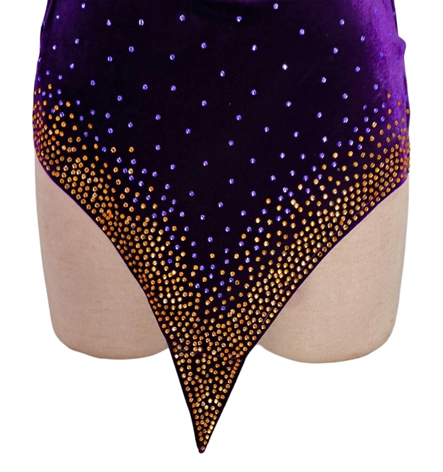 ByCharme Blue Violet Gold Velvet Latin Salsa Competition Dress - BCL-0150