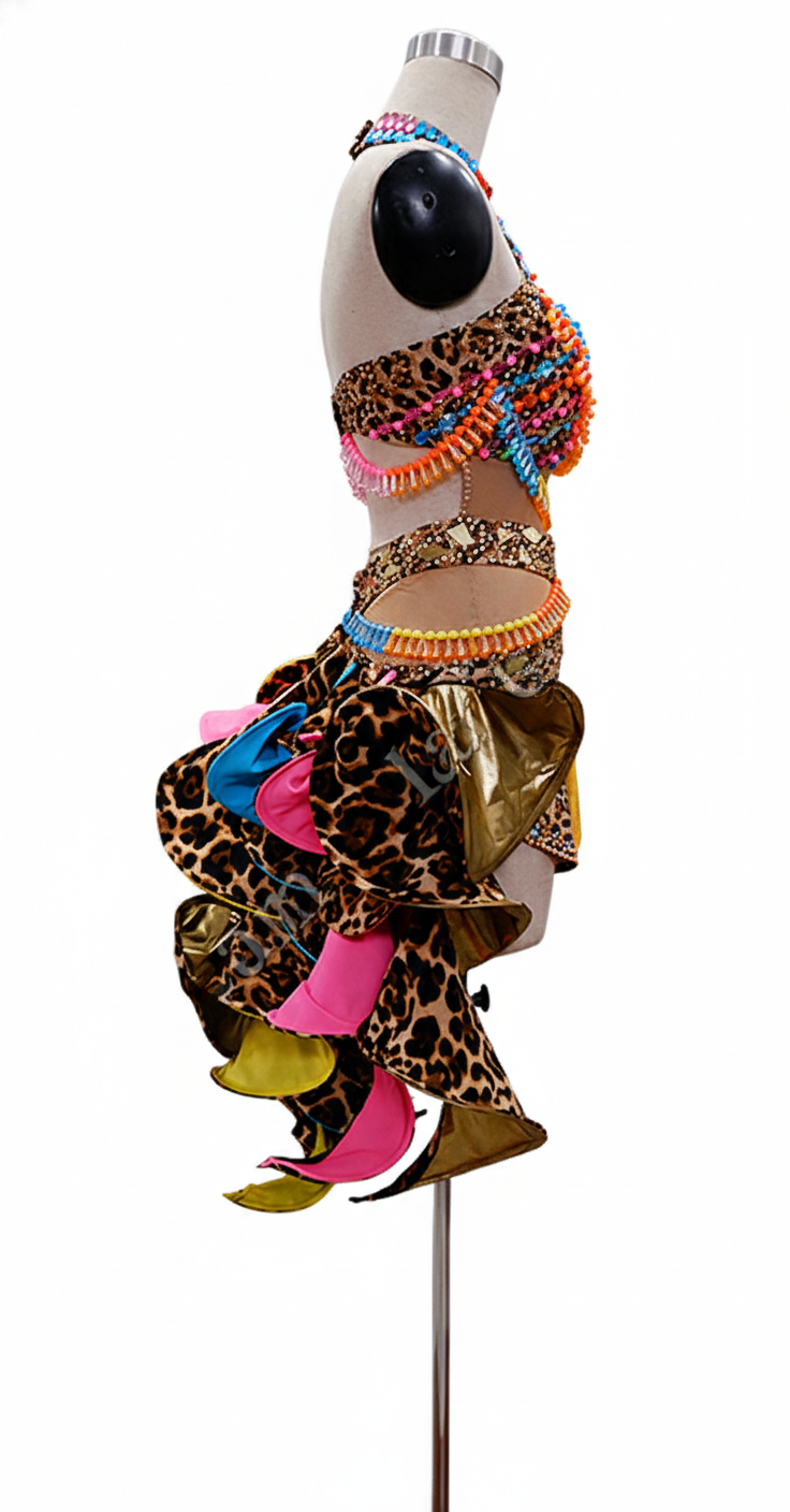 ByCharme Leopard Brown Exquisite Edition Latin Salsa Competition Dress - BCL-0030