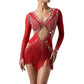 ByCharme Bright Red Silver Fringes Latin Salsa Competition Dress - BCL-0104