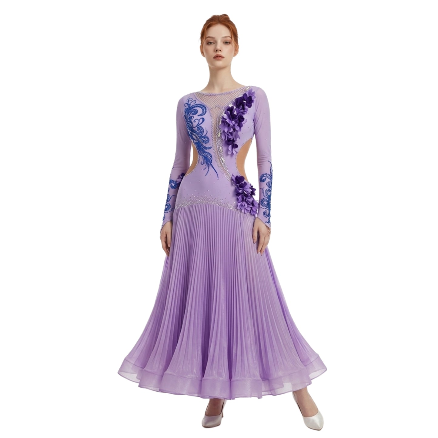 ByCharme Violet Fringes Ballroom Competition Dress - BC-0066