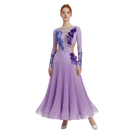 ByCharme Violet Fringes Ballroom Competition Dress - BC-0066
