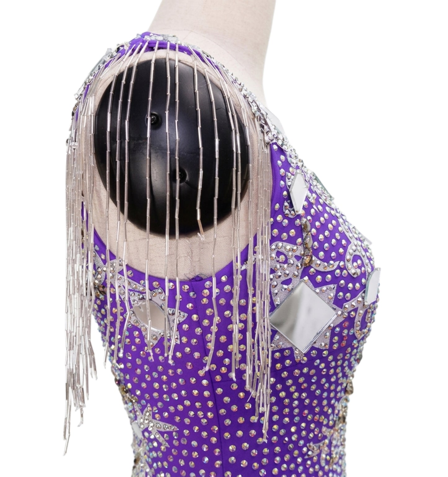ByCharme Purple Fringes Ballroom Competition Dress - BC-0230