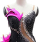 ByCharme Black Magenta Silver Feathers Latin Salsa Competition Dress - BCL-0136