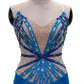 ByCharme Royal Blue Chiffon Ballroom Competition Dress - BC-0010