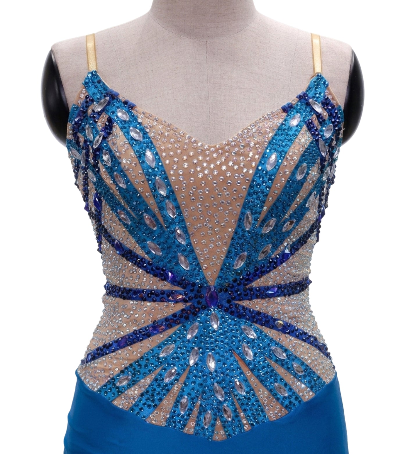 ByCharme Royal Blue Chiffon Ballroom Competition Dress - BC-0010