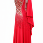 ByCharme Bright Red Fringes Ballroom Competition Dress - BC-0045