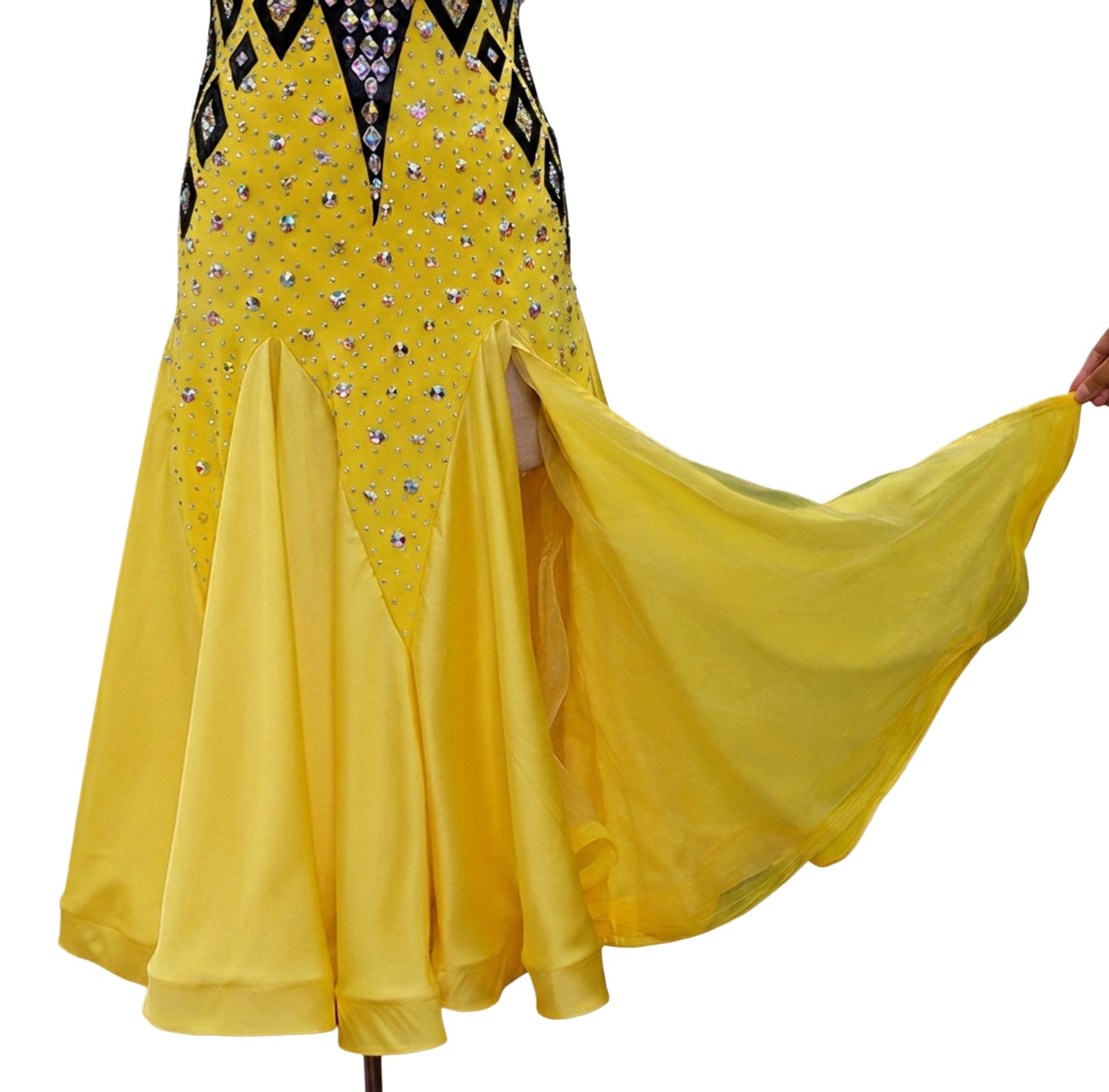 ByCharme Yellow & Black Ballroom Competition Dress - BC-0026