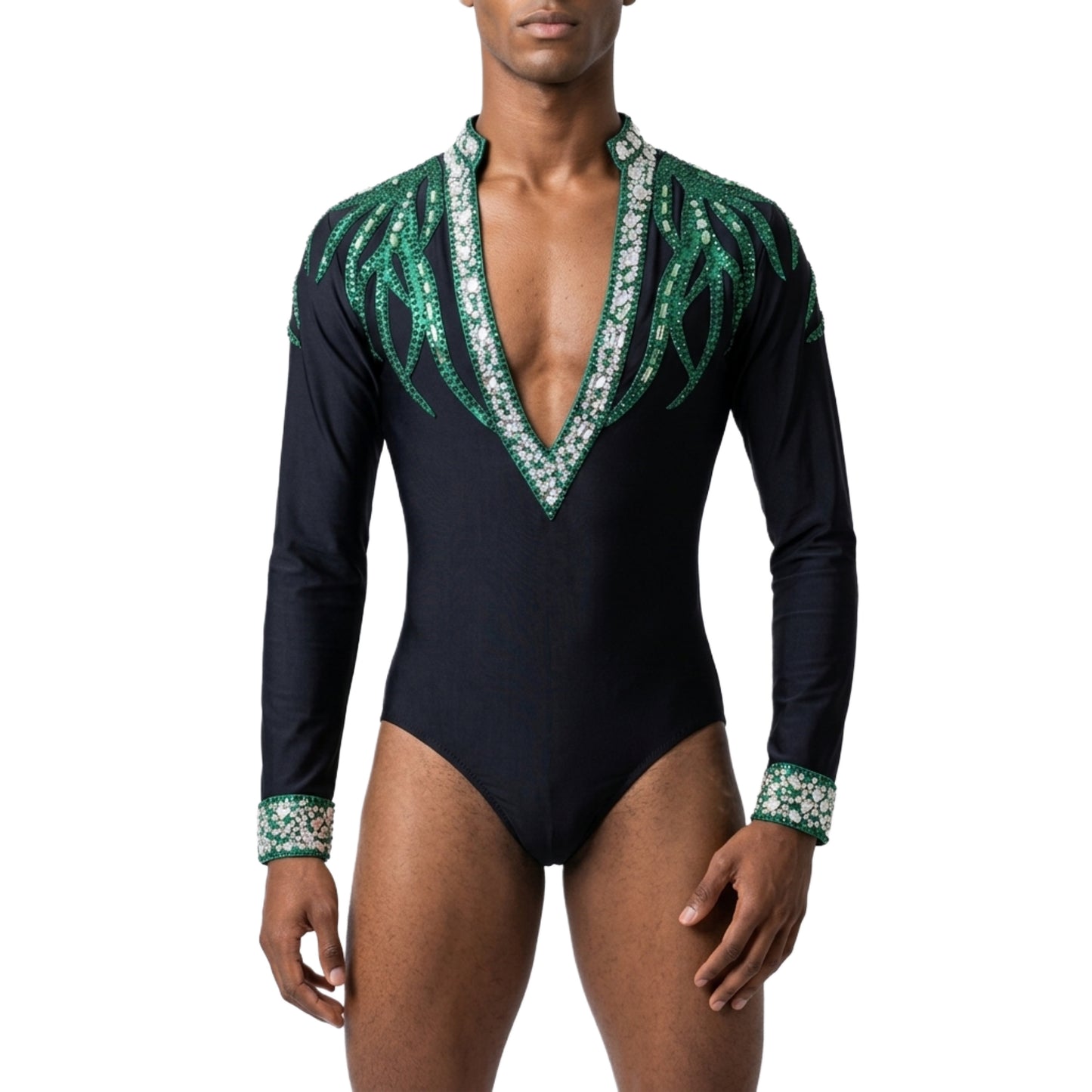 ByCharme Black Lycra Men Latin Salsa Competition Shirt - BCM-0045