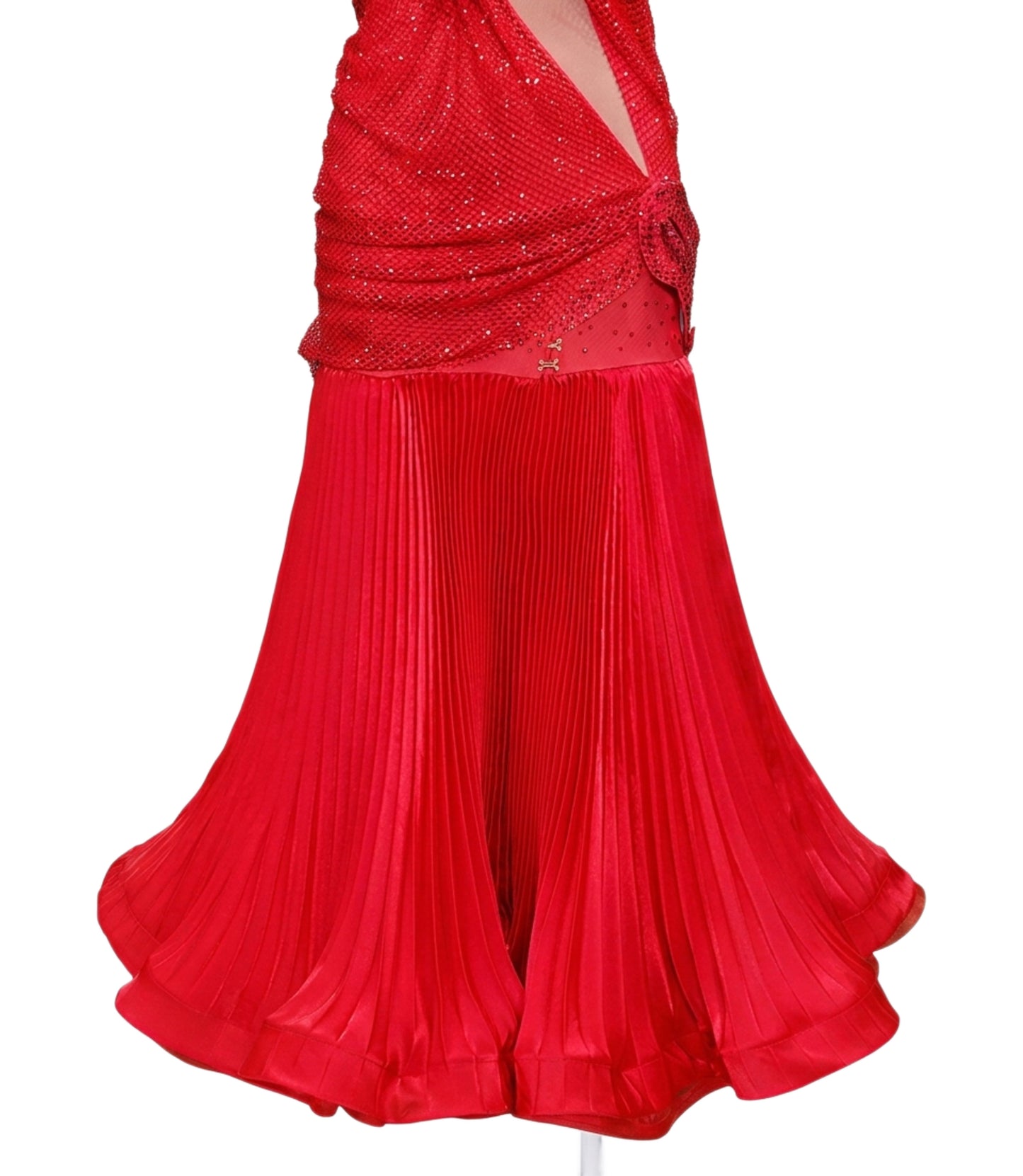 ByCharme Bright Red Rhinestone Ballroom Competition Dress - BC-0232