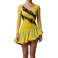 ByCharme Yellow Black Rhinestones Latin Salsa Competition Dress - BCL-0110
