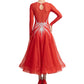 ByCharme Bright Red Chiffon Ballroom Competition Dress - BC-0009