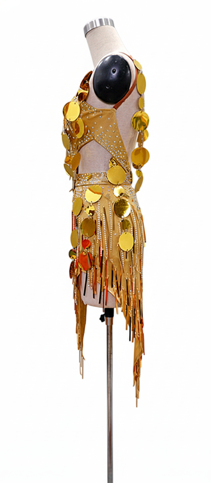 ByCharme Gold Exquisite Edition Latin Salsa Competition Dress - BCL-0026