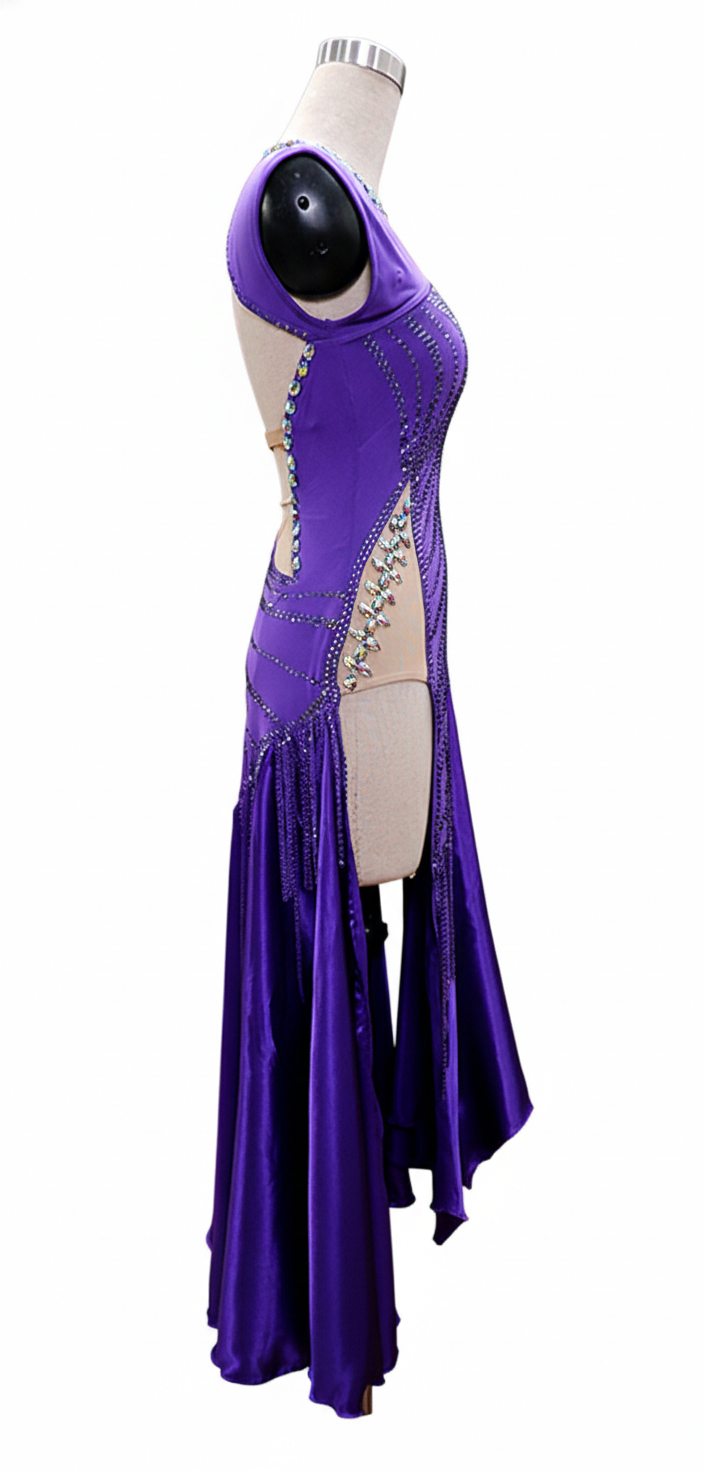 ByCharme Blue Violet Fringes Ballroom Competition Dress - BC-0044
