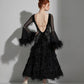 ByCharme Black Feather Ballroom Competition Dress - BC-0233