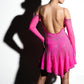 ByCharme Neon Magenta Tan Fringes Latin Salsa Competition Dress - BCL-0135