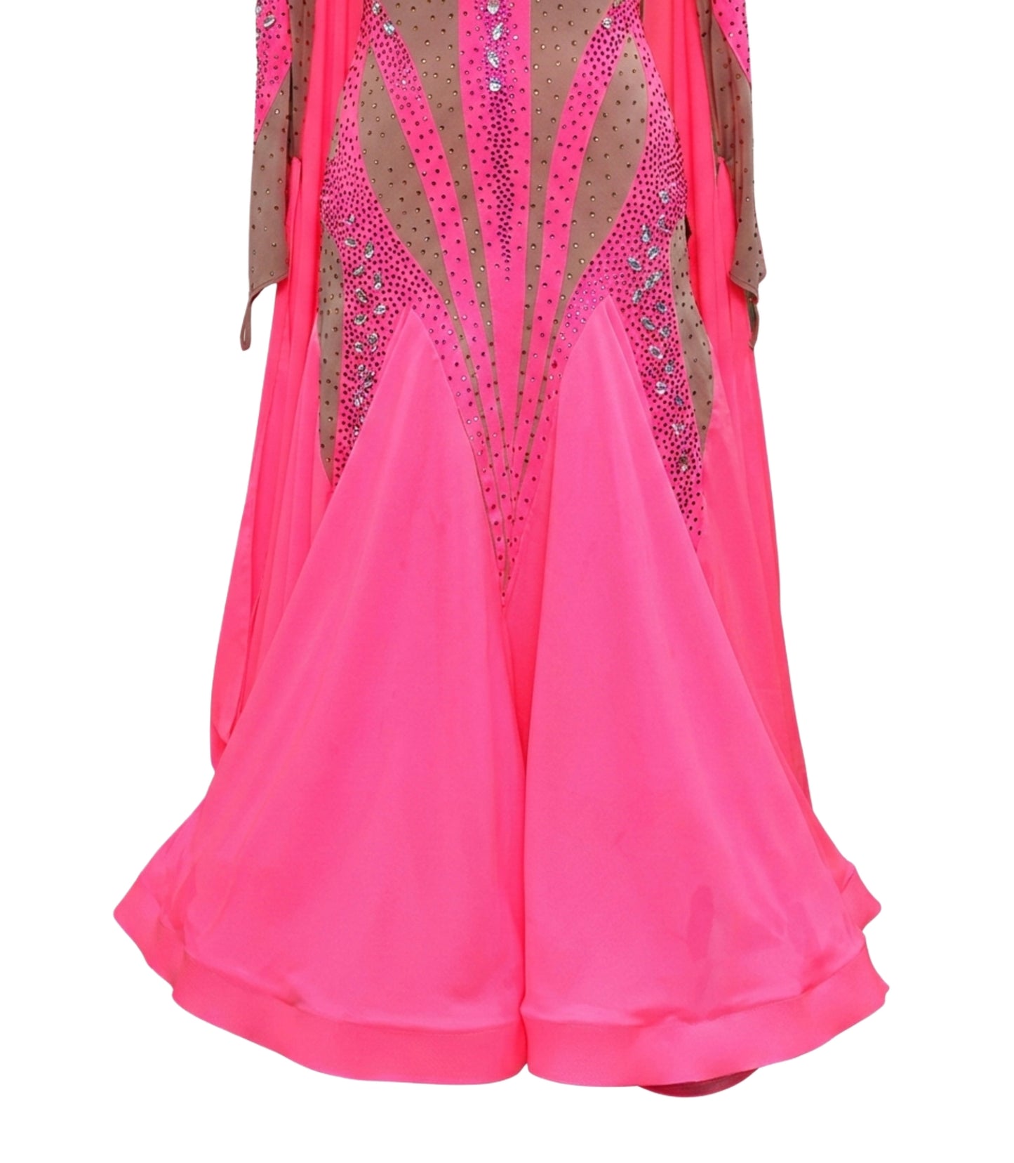ByCharme Neon Pink Chiffon Ballroom Competition Dress - BC-0007