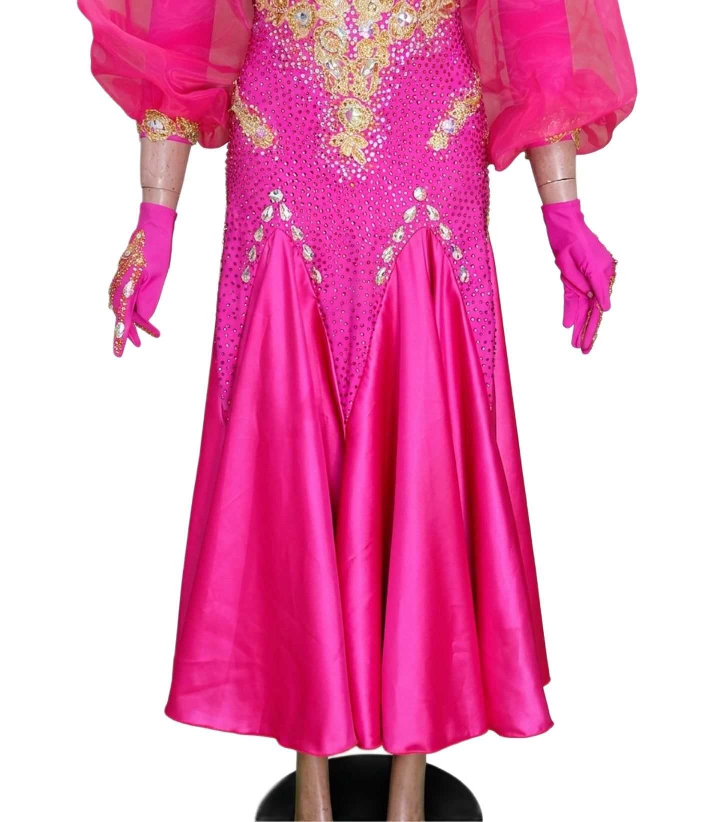 ByCharme Neon Pink Fringes Ballroom Competition Dress - BC-0229