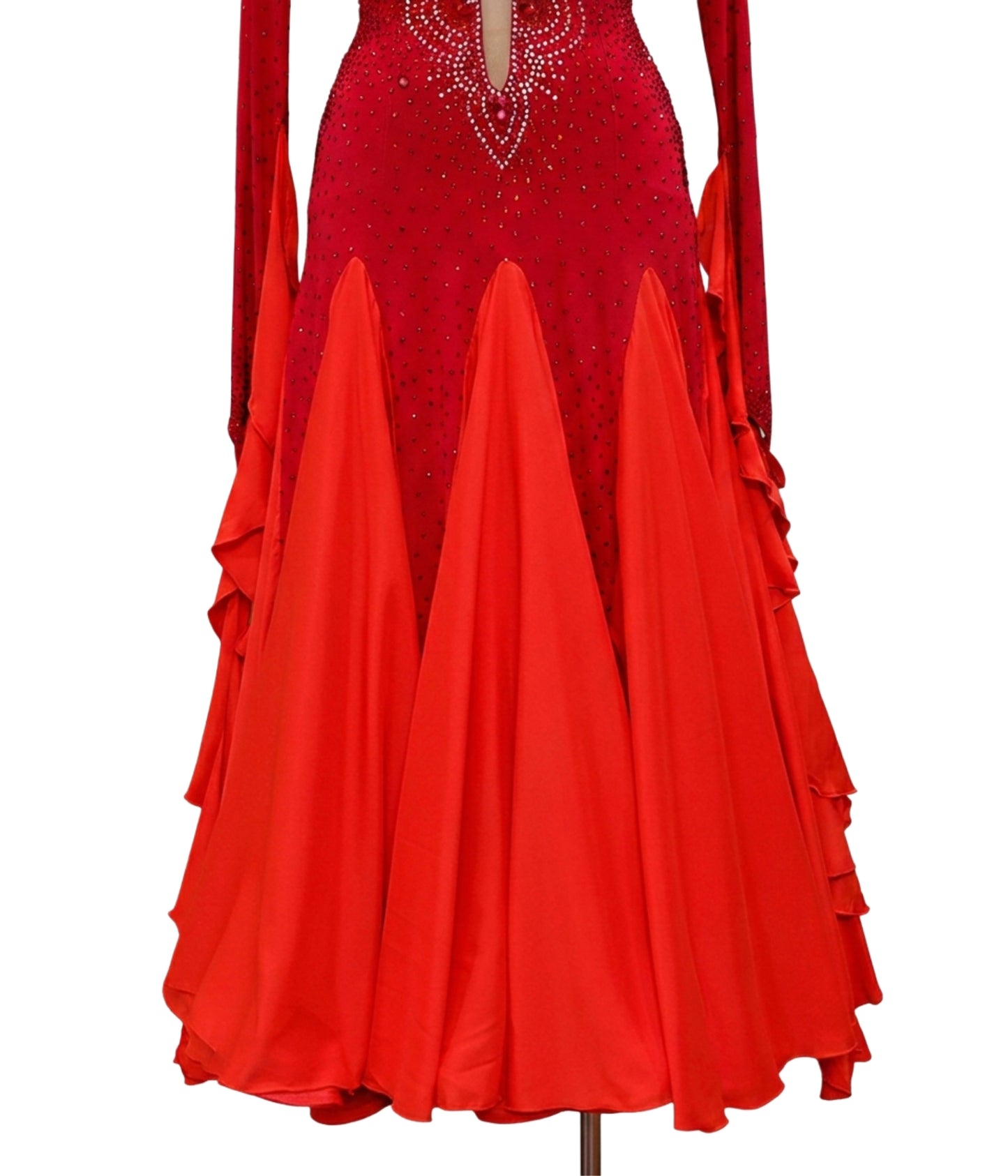 ByCharme Red Fringes Ballroom Competition Dress - BC-0015