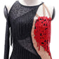 ByCharme Black Red Brown Fringes Latin Salsa Competition Dress - BCL-0107