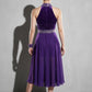 ByCharme Dark Purple Exquisite Latin Salsa Competition 2 in 1 Dress - BC2-0007