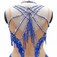ByCharme Blue Silver Tan Fringes Latin Salsa Competition Dress - BCL-0072