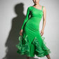ByCharme Green Fringes Latin Salsa Competition 2 in 1 Dress - BC2-0006