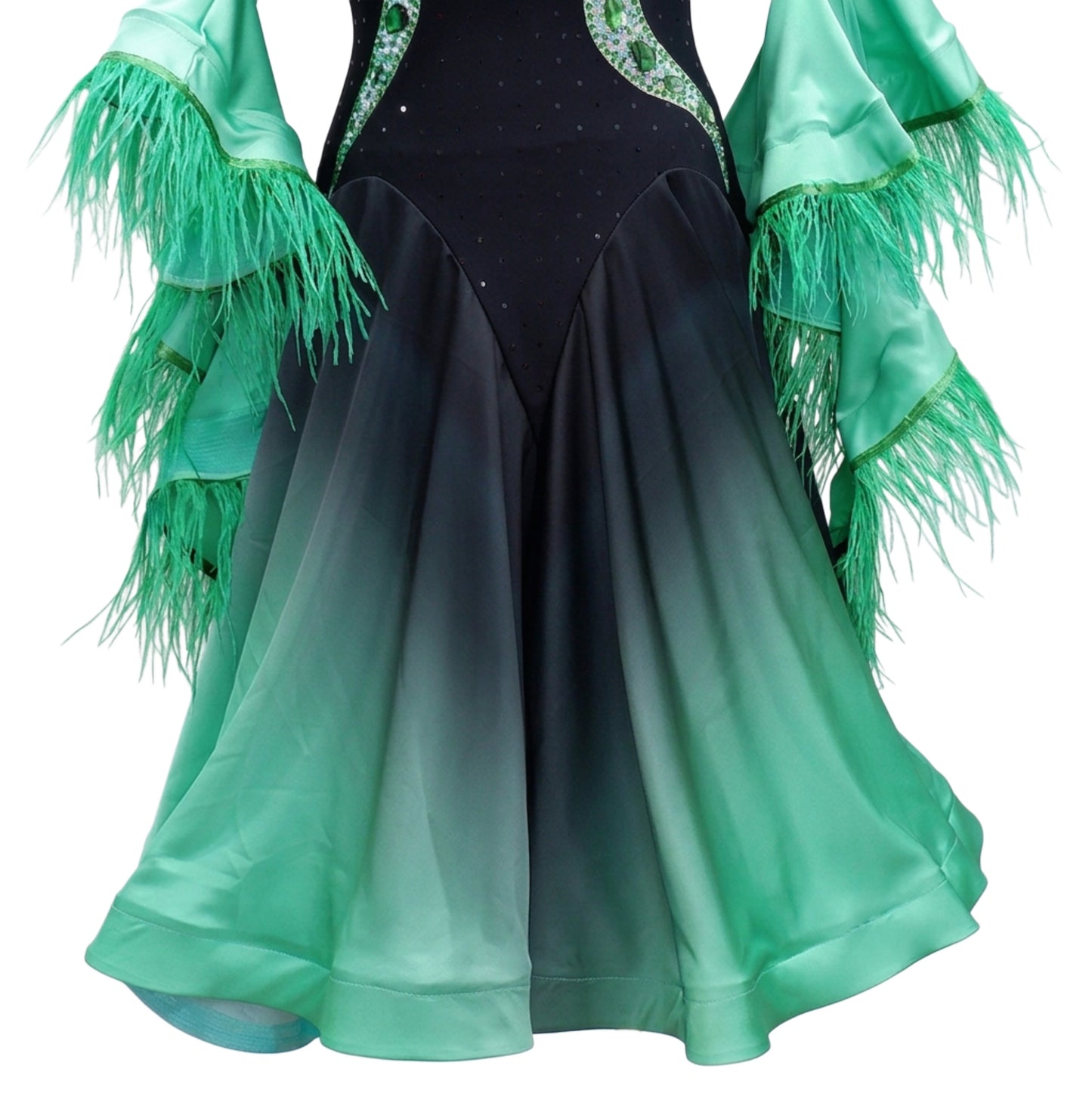 ByCharme Black Feather Ballroom Competition Dress - BC-0069