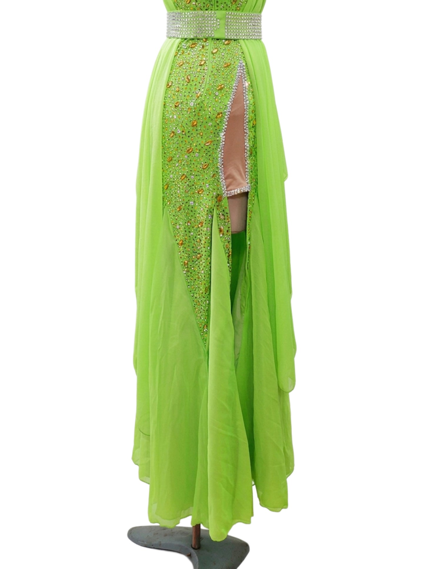 ByCharme Lawn Green Rhinestone Ballroom Competition Dress - BC-0214