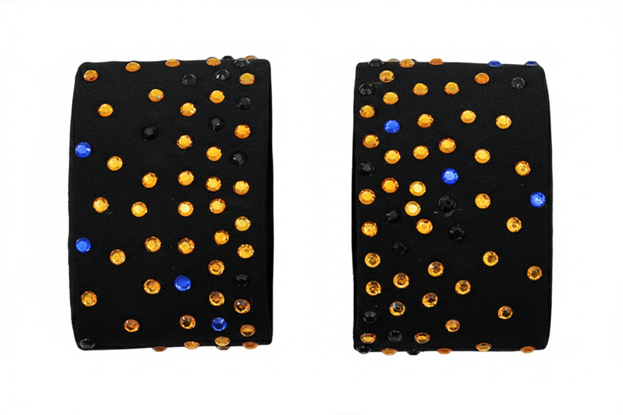 ByCharme Black Blue Gold Fringes Latin Salsa Competition Dress - BCL-0001