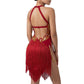 ByCharme Red Gold Fringes Latin Salsa Competition Dress - BCL-0156