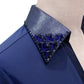 ByCharme Navy Blue Lycra Men Latin Salsa Competition Shirt - BCM-0047