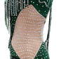 ByCharme Dark Green Silver Tan Fringes Latin Salsa Competition Dress - BCL-0152