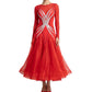 ByCharme Bright Red Chiffon Ballroom Competition Dress - BC-0009