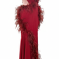 ByCharme Firebrick Feather Ballroom Competition Dress - BC-0050