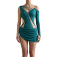 ByCharme Deep Jungle Green Tan Latin Salsa Competition Dress - BCL-0114