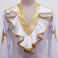 ByCharme White Gold Lycra Men Latin Salsa Competition Shirt - BCM-0078