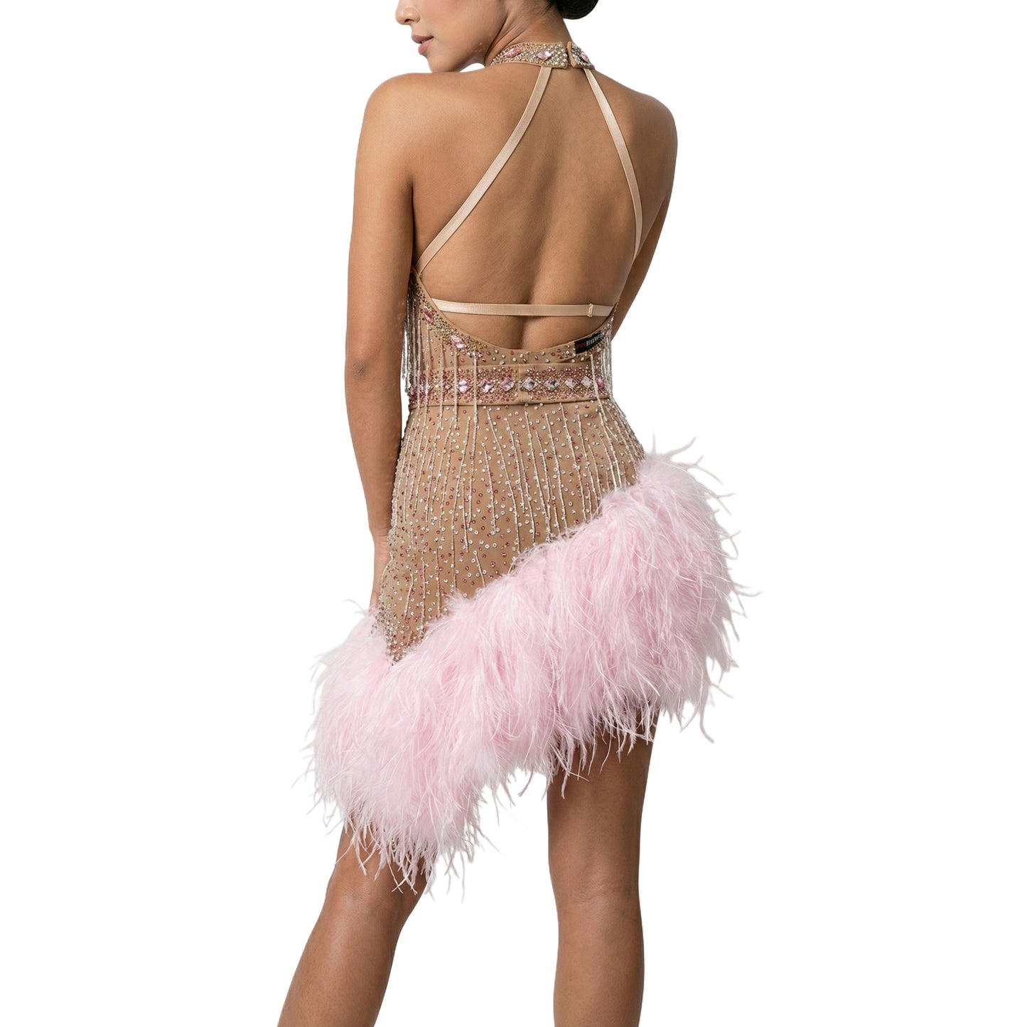 ByCharme Dark Tan Pink Exquisite Edition Latin Salsa Competition Dress - BCL-0090